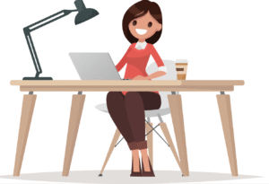 person at office desk